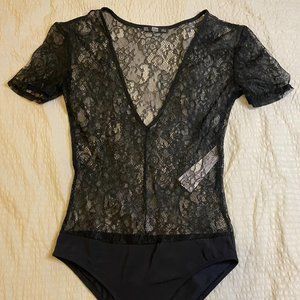 Black lace short sleeve Zara bodysuit